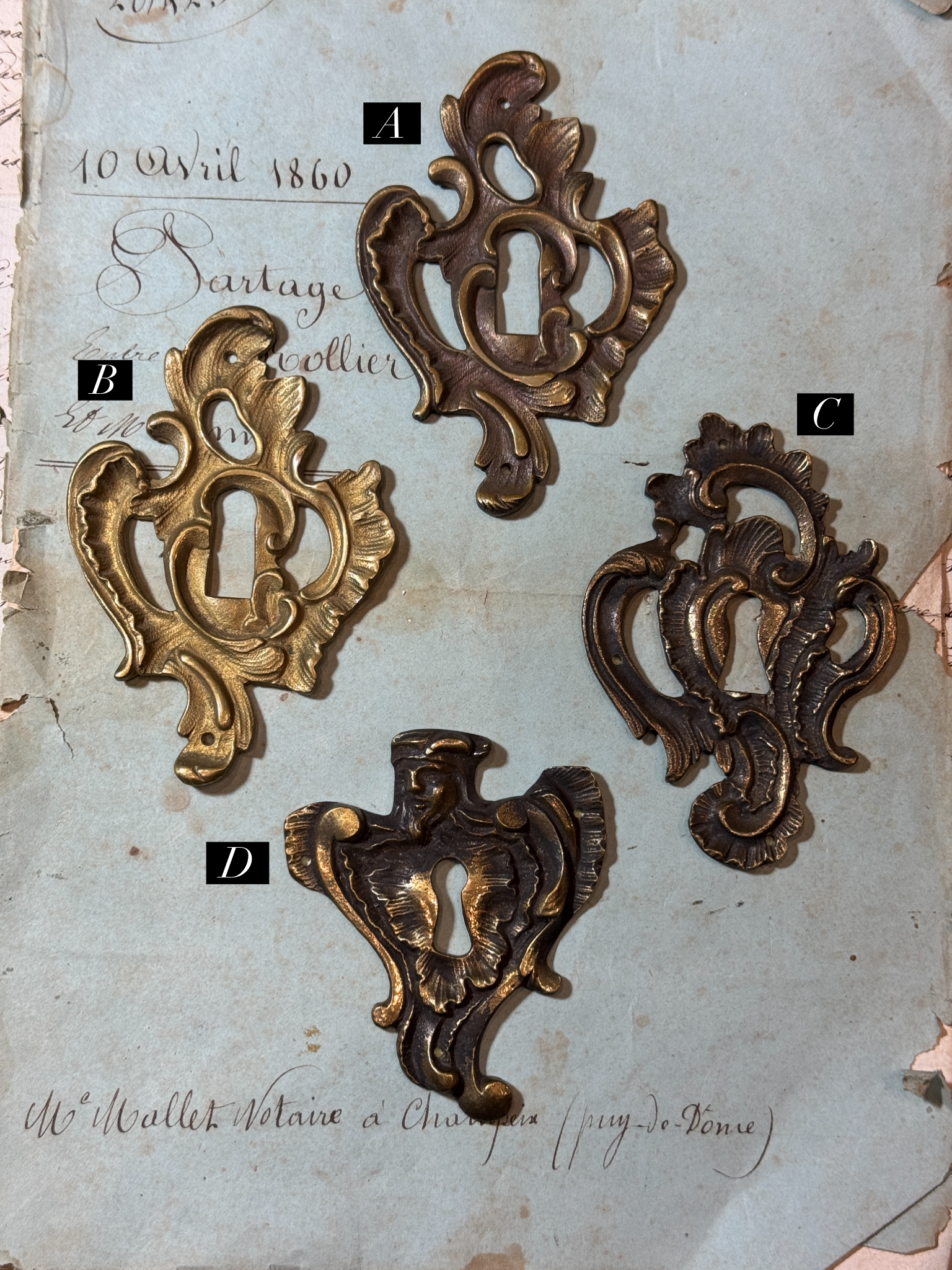 19th Century French Escutcheon Keyhole Covers - A2