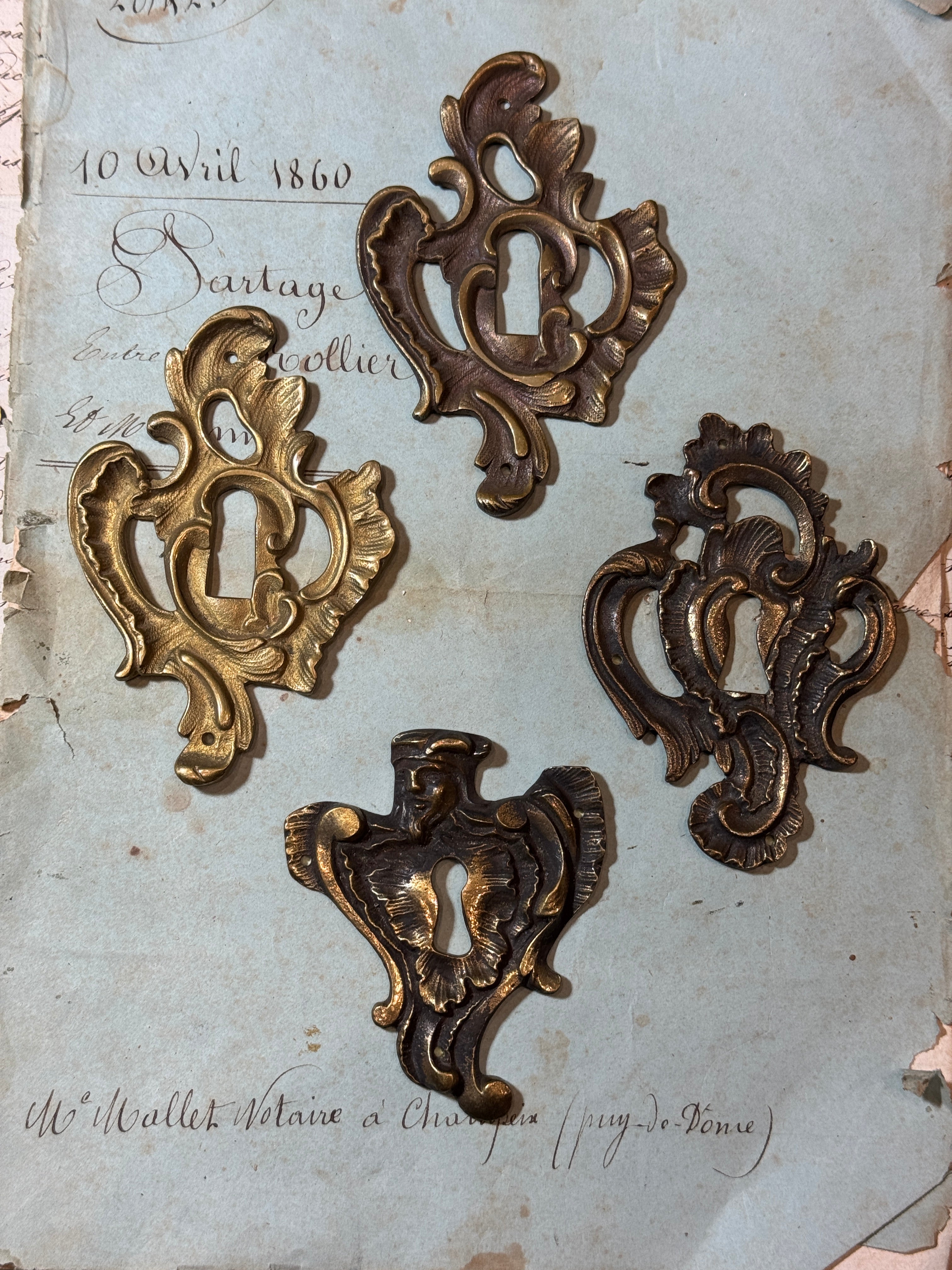 19th Century French Escutcheon Keyhole Covers - A2