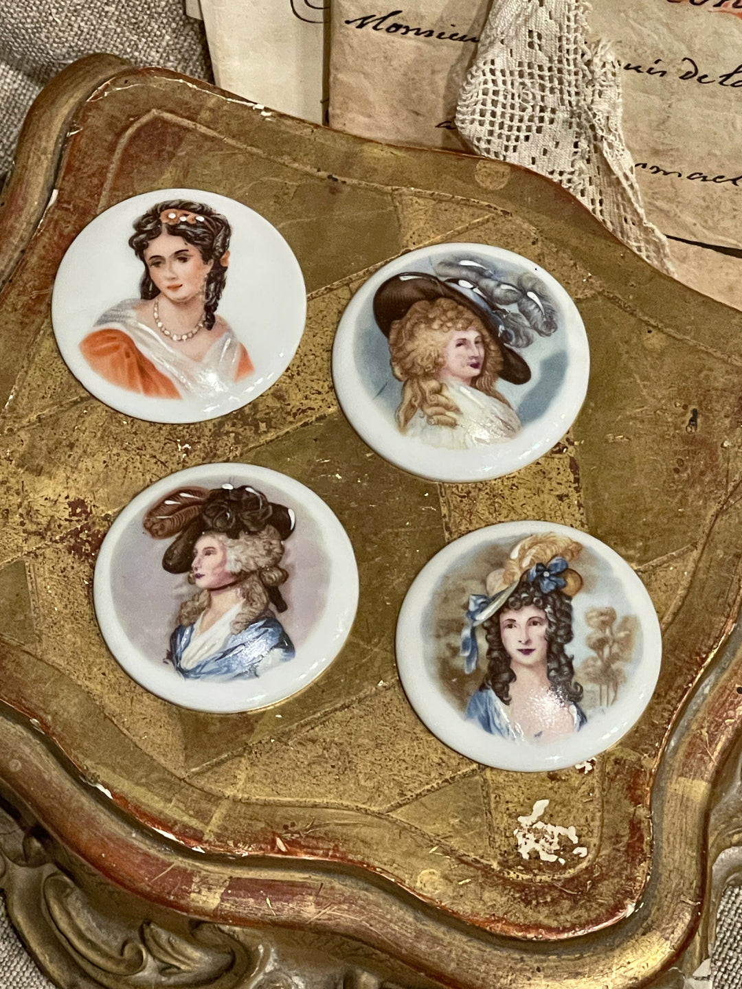 Antique Hand Painted Carbochn Limoges Medallions