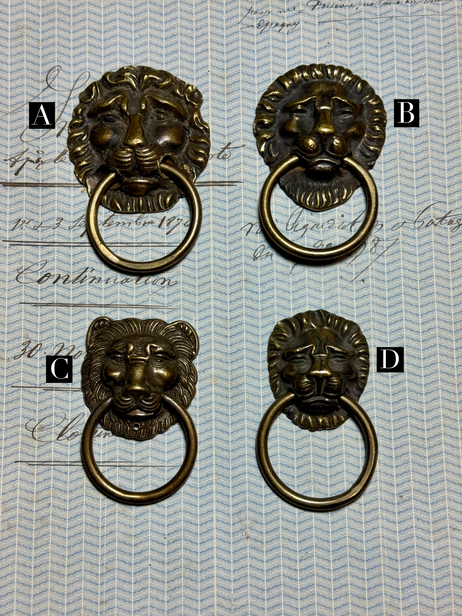 Antique French 19th Century Lion Drawer Pulls