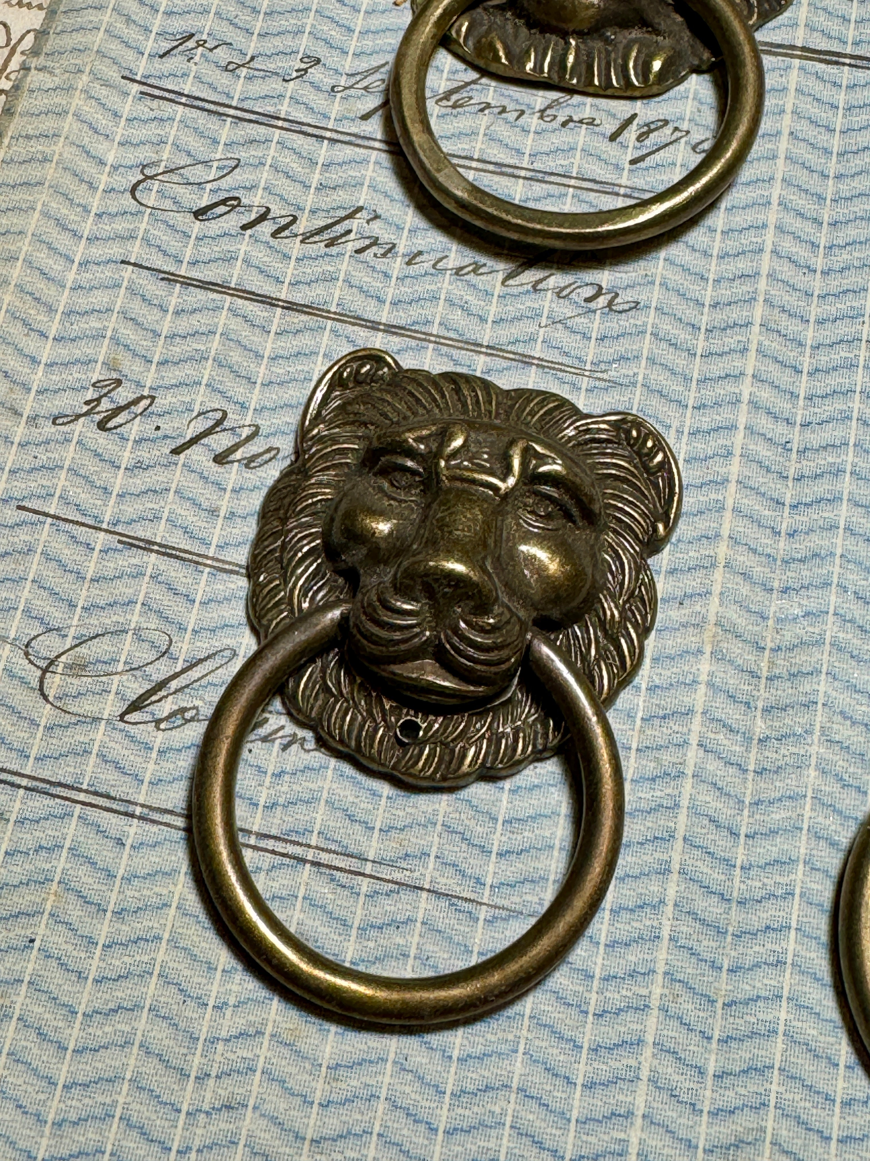 Antique French 19th Century Lion Drawer Pulls