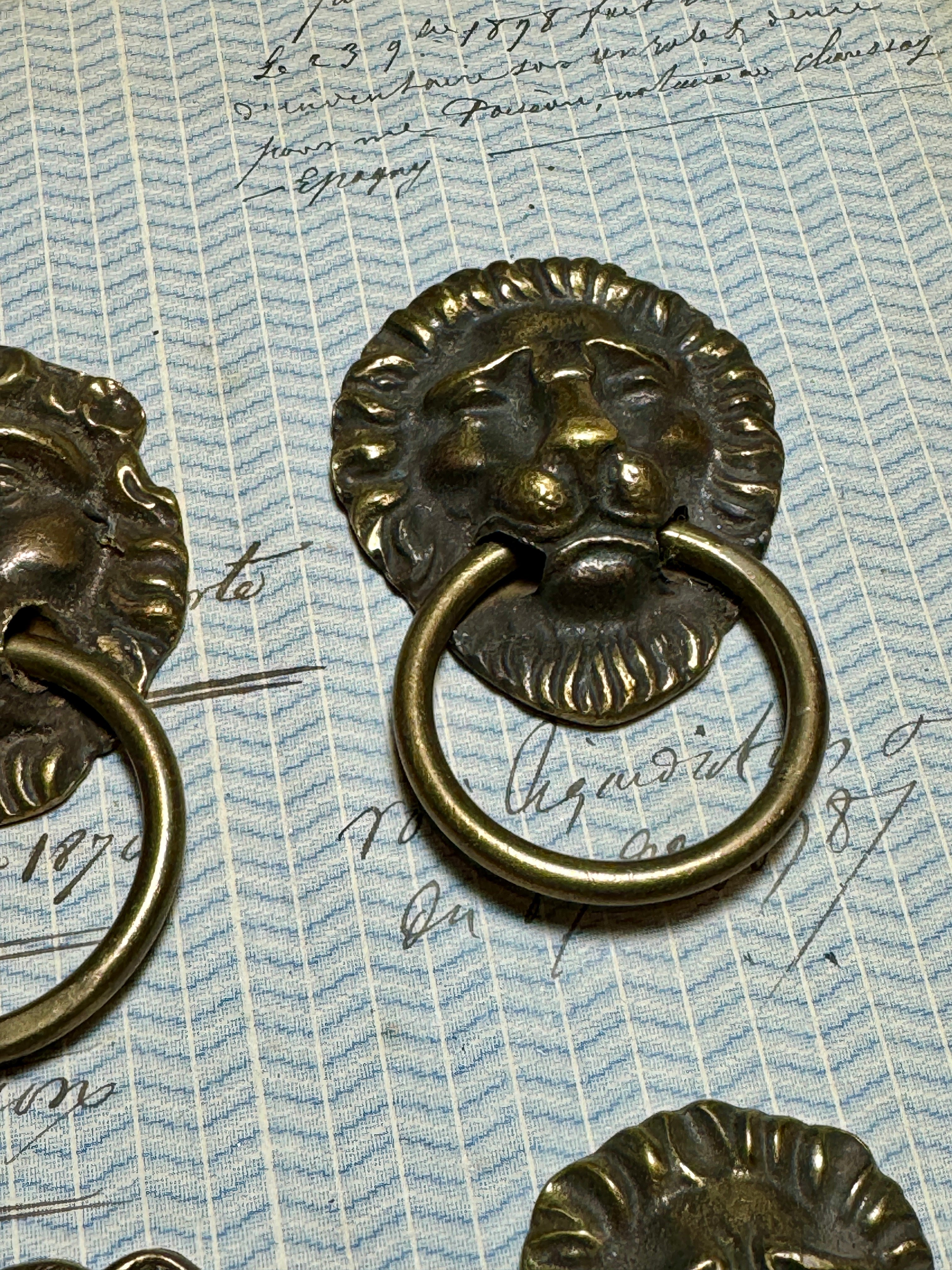 Antique French 19th Century Lion Drawer Pulls