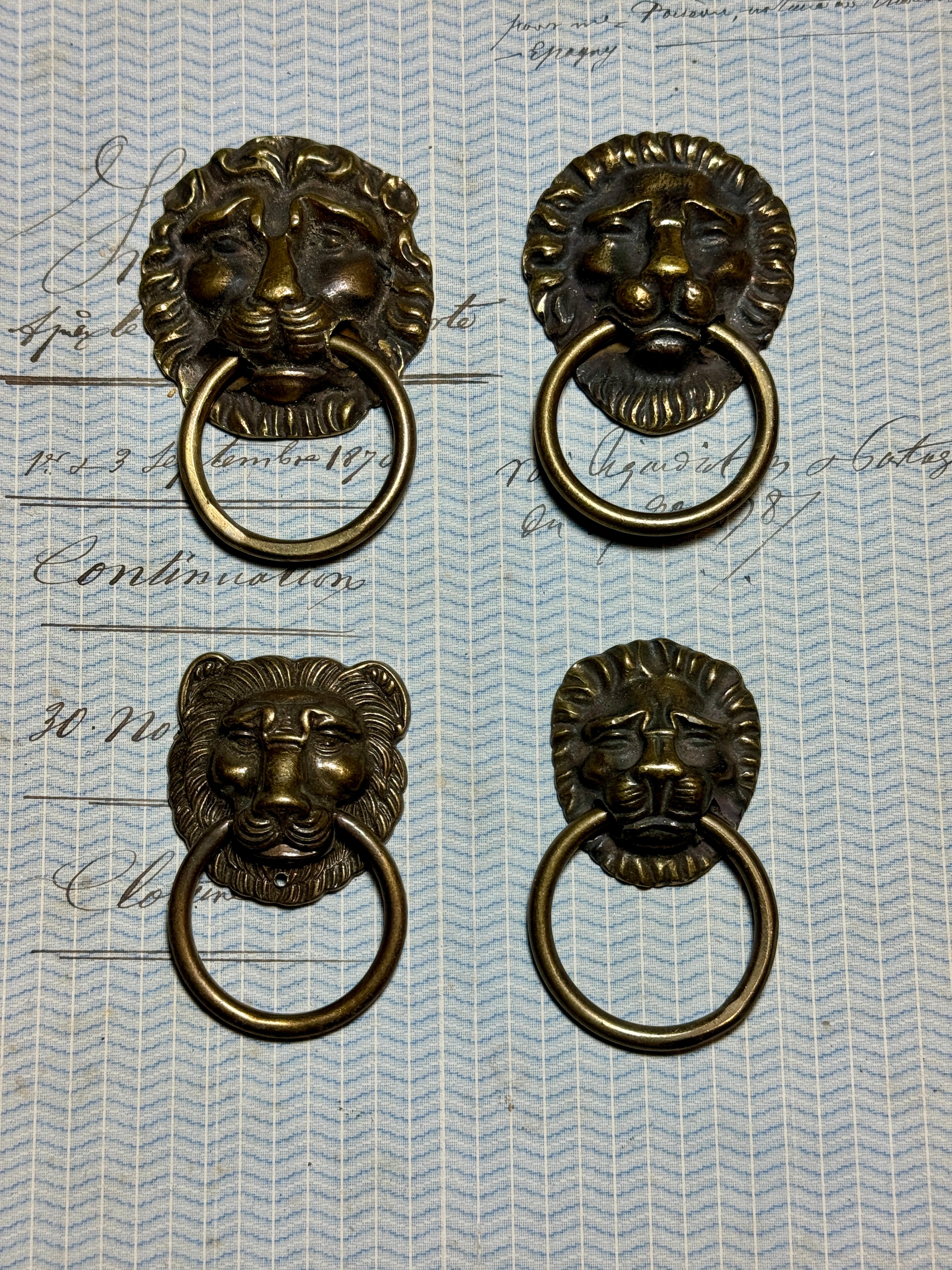 Antique French 19th Century Lion Drawer Pulls