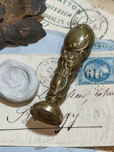 Antique Art Nouveau Brass Maple Seal