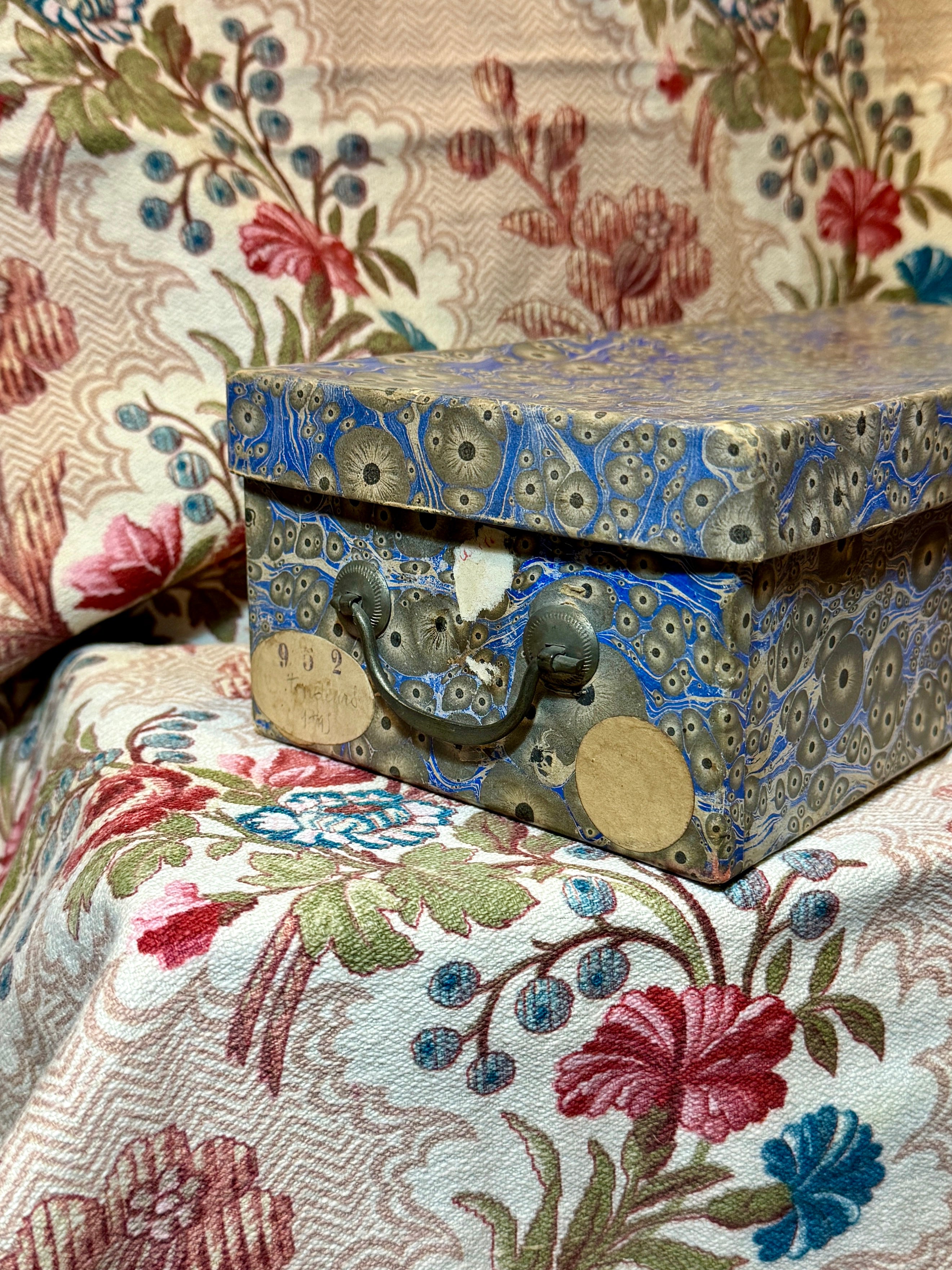 Antique French Marbled Paper Box