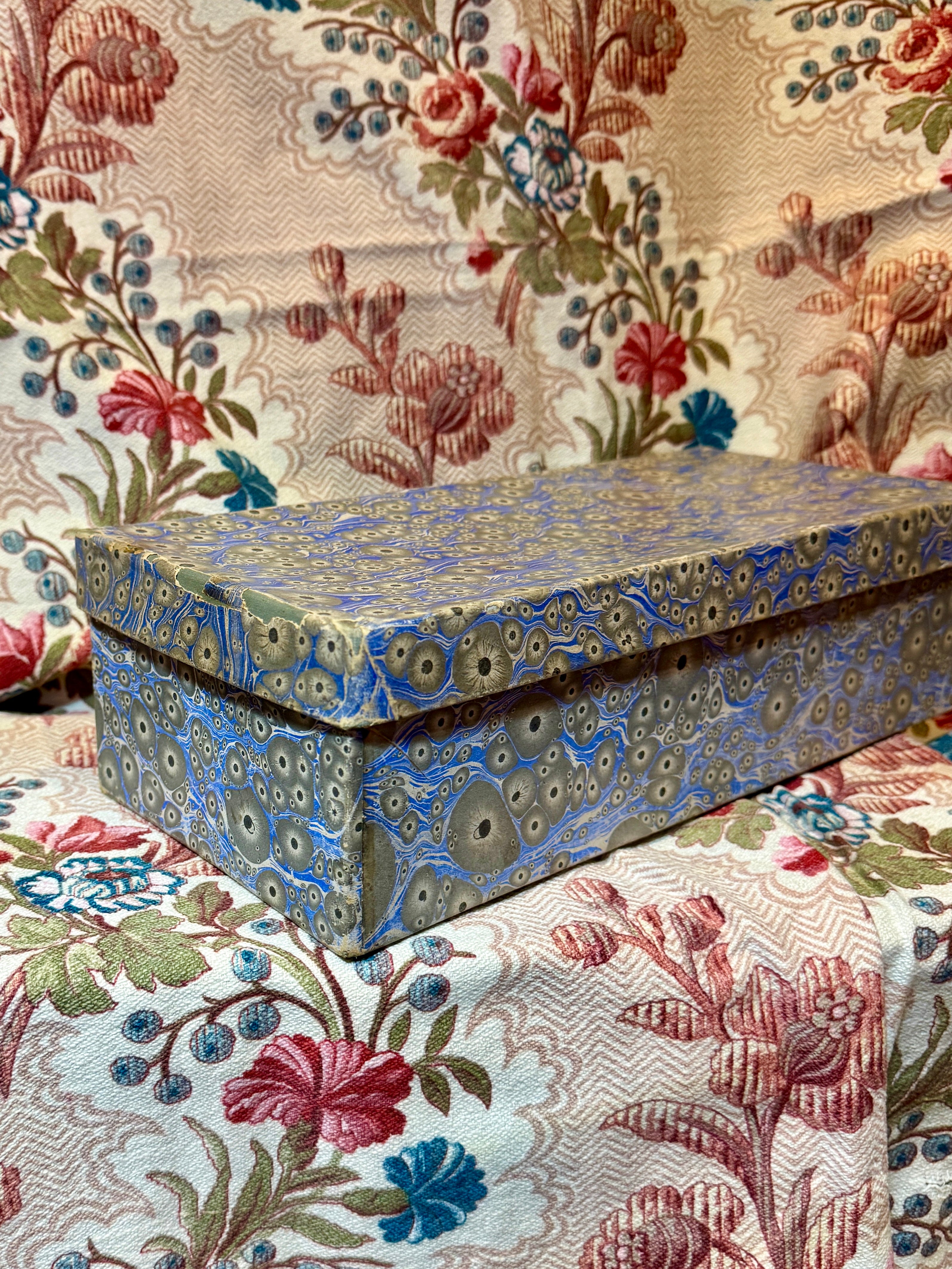 Antique French Marbled Paper Box