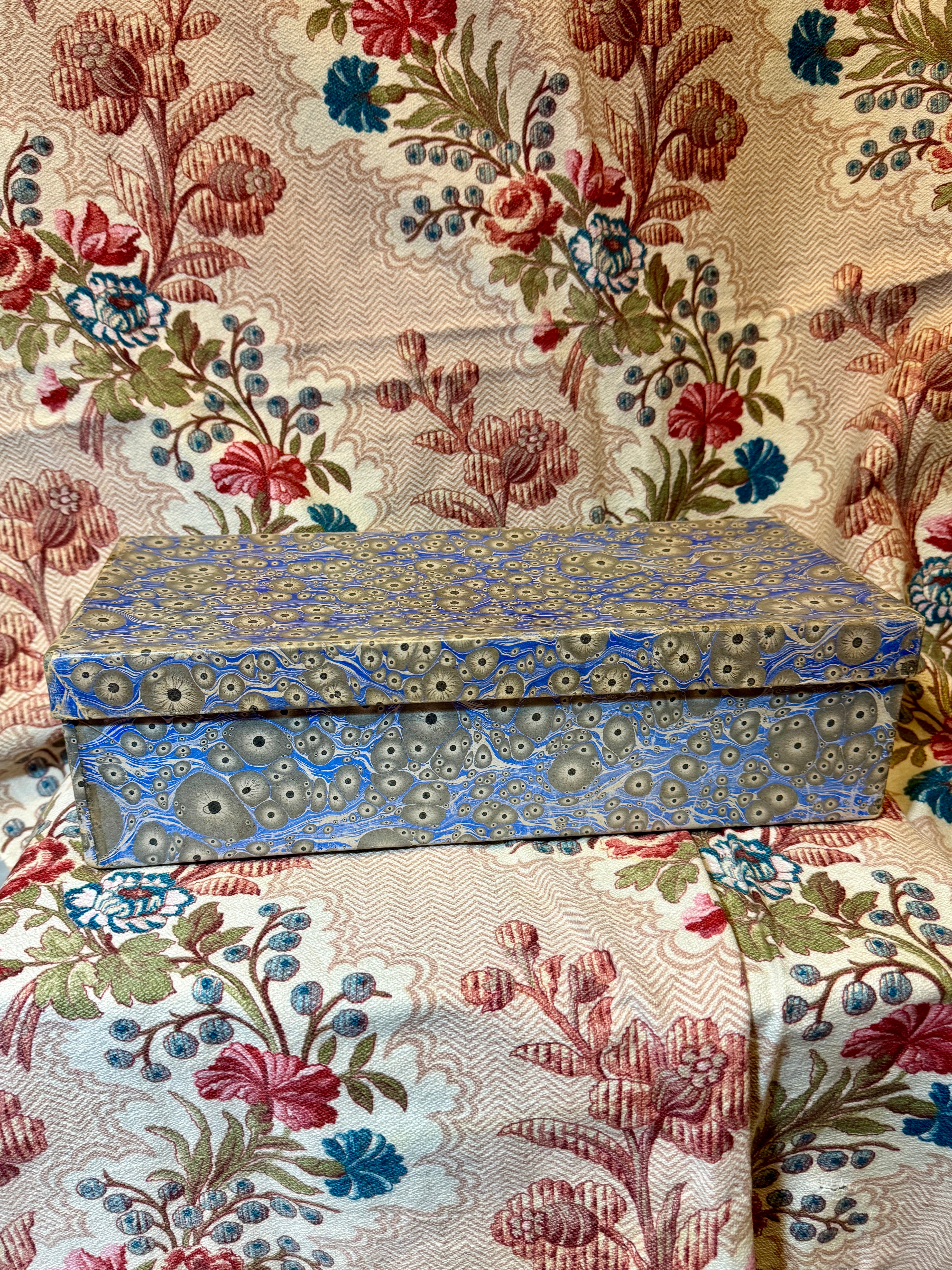 Antique French Marbled Paper Box