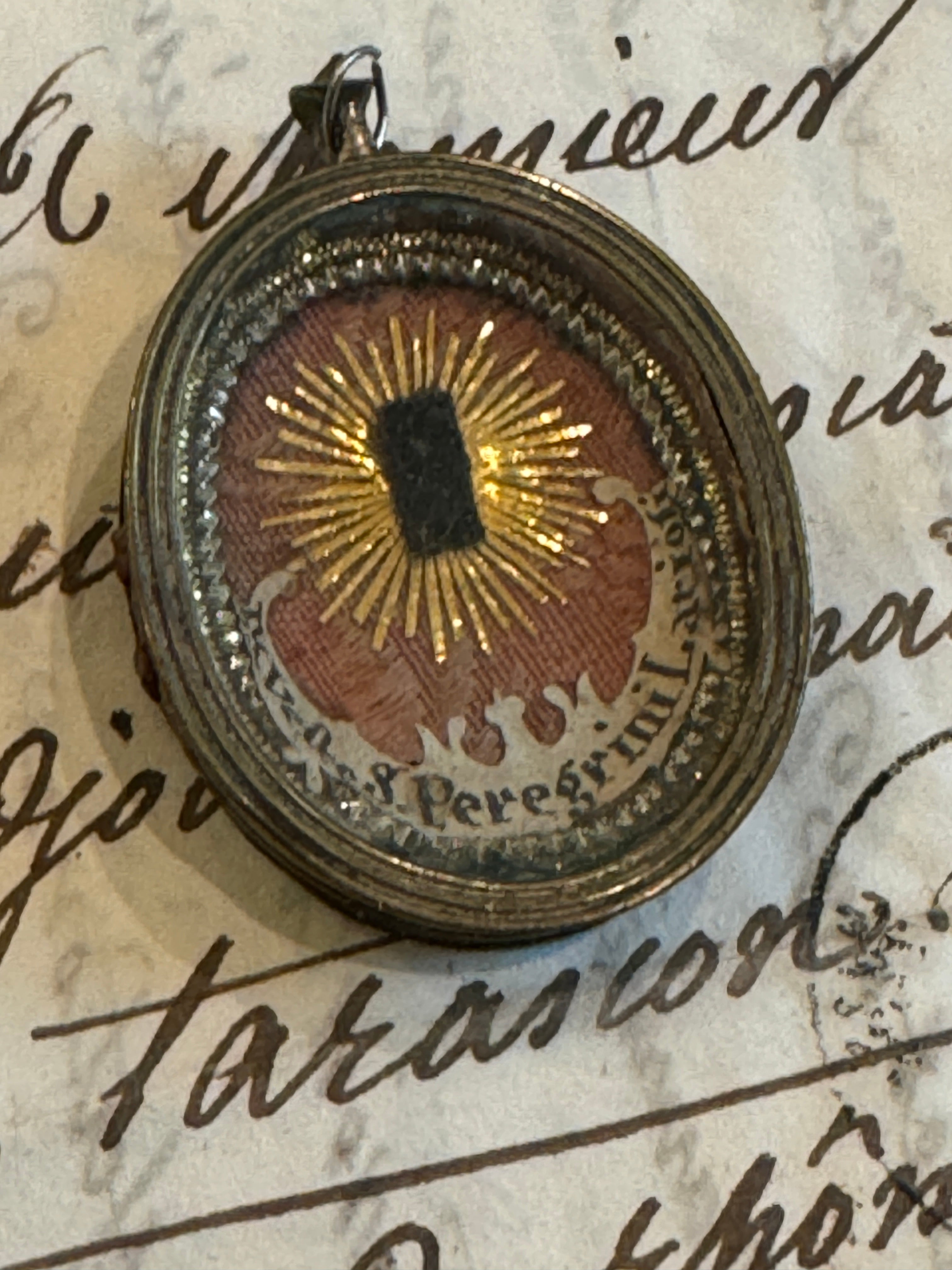 Saint Peregrine Elatasio 1800's Casket Seal Relic