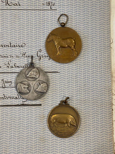 Antique Agricultural Pig and Horse Medals