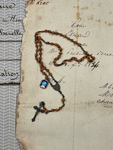 Tiny Antique French Rosary with extra medal - ROS10