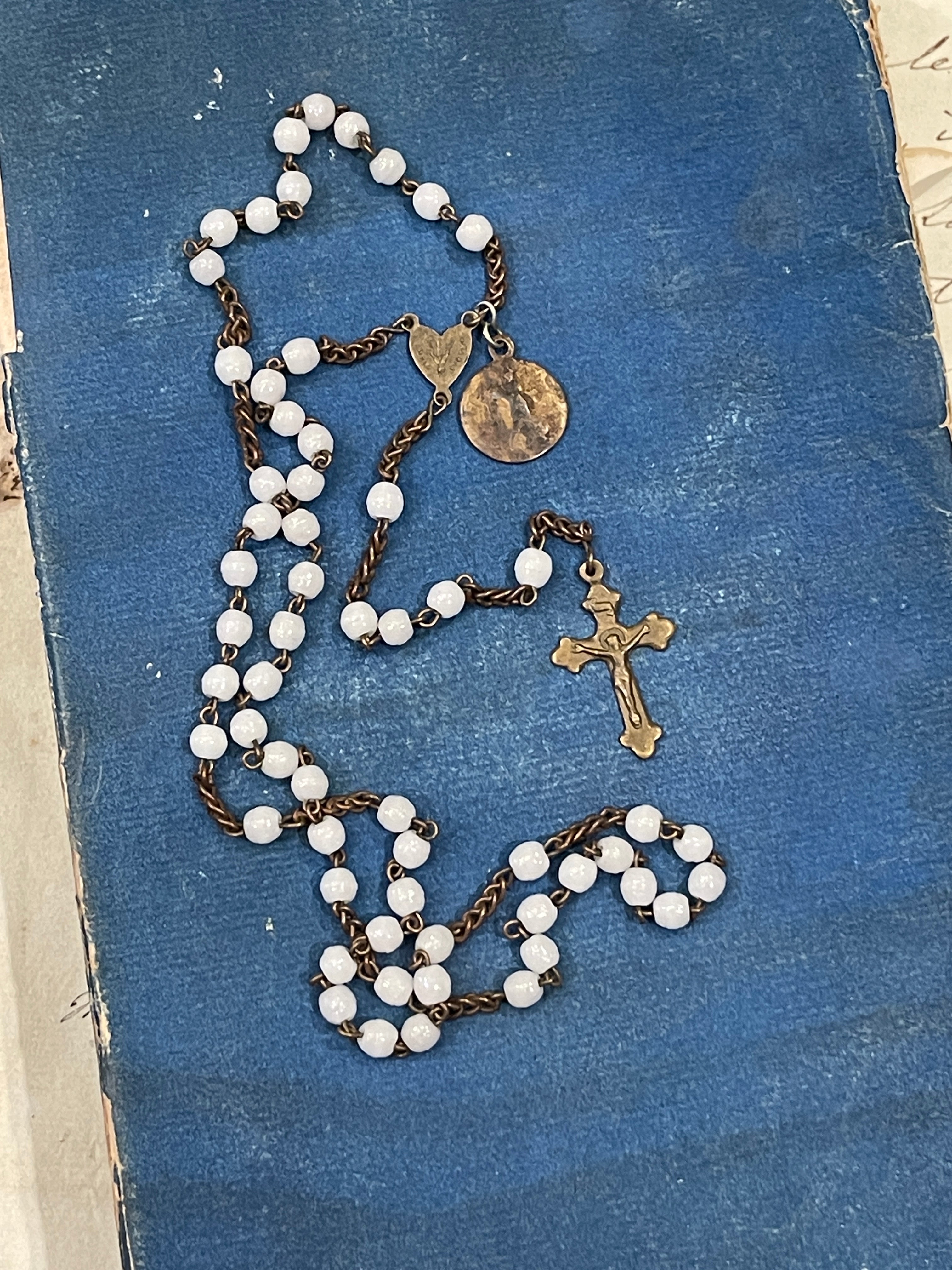 Antique French Rosary and Small Medal - ROS12