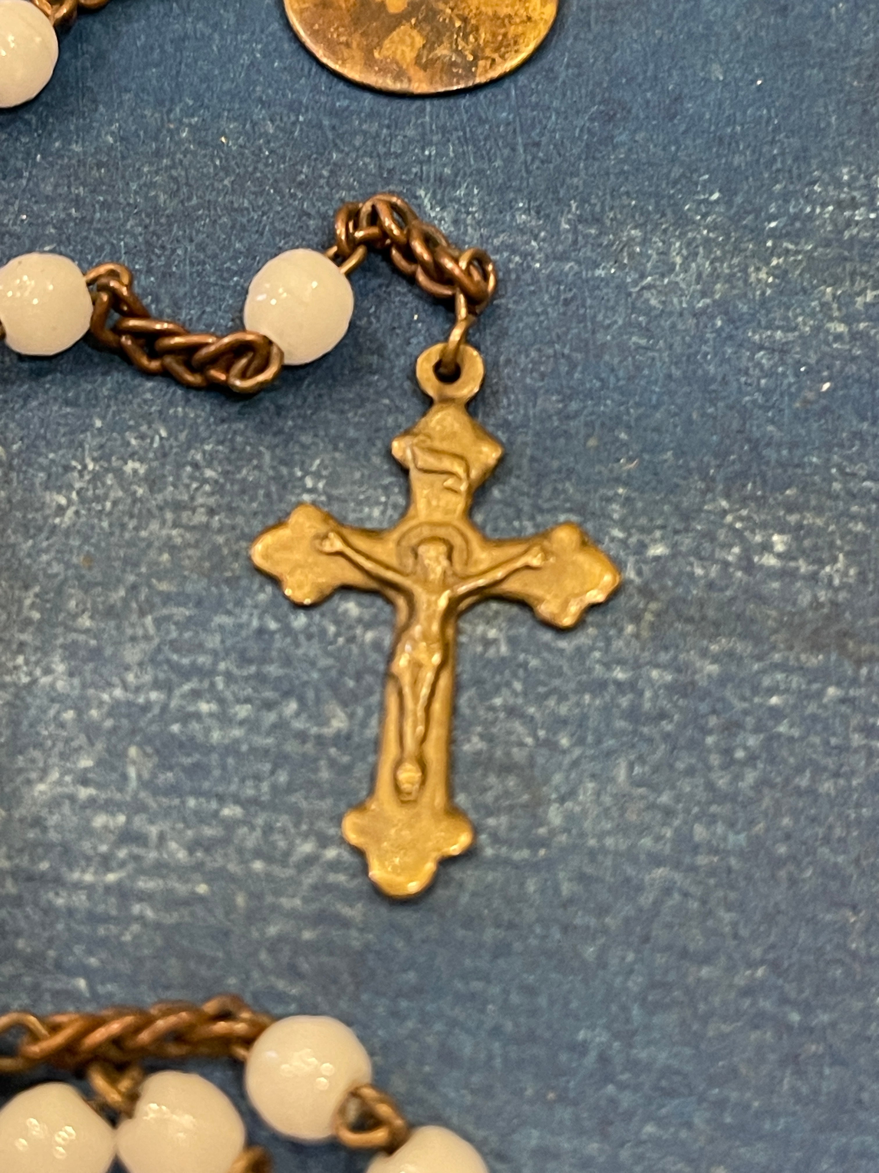 Antique French Rosary and Small Medal - ROS12