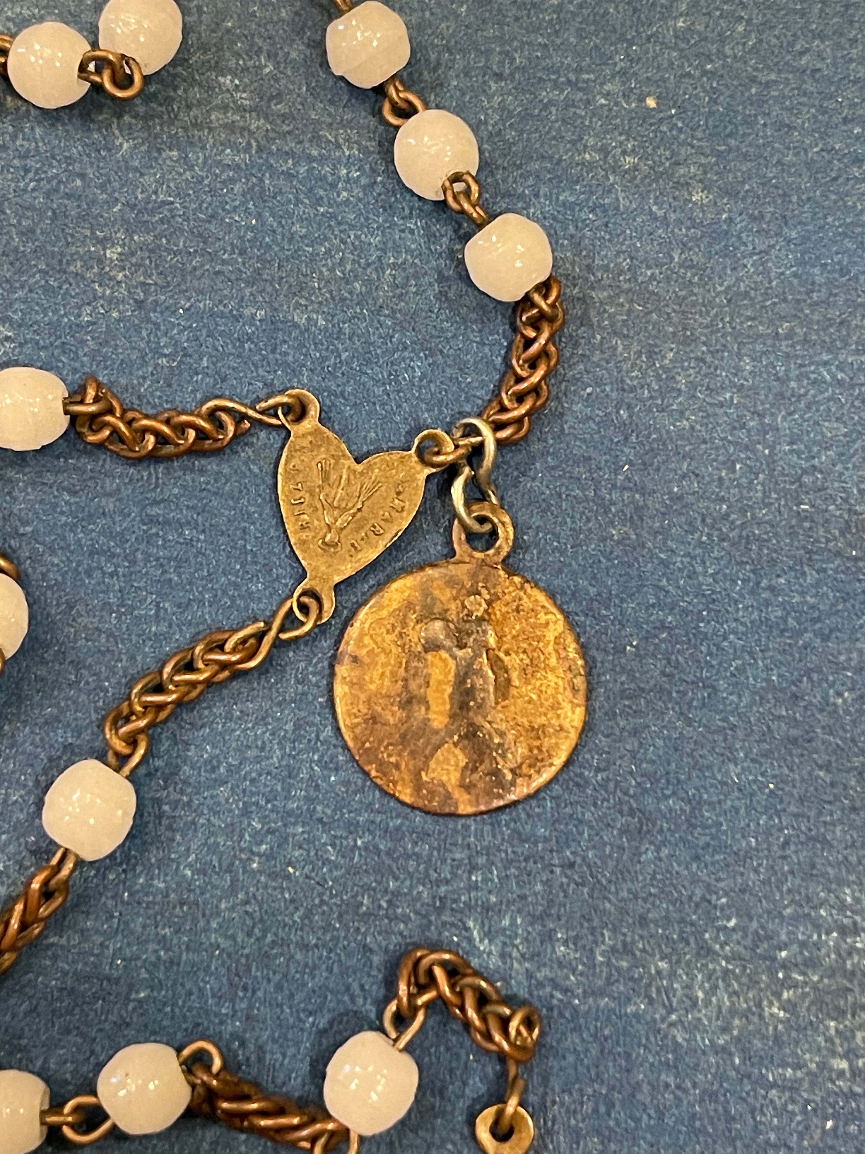 Antique French Rosary and Small Medal - ROS12