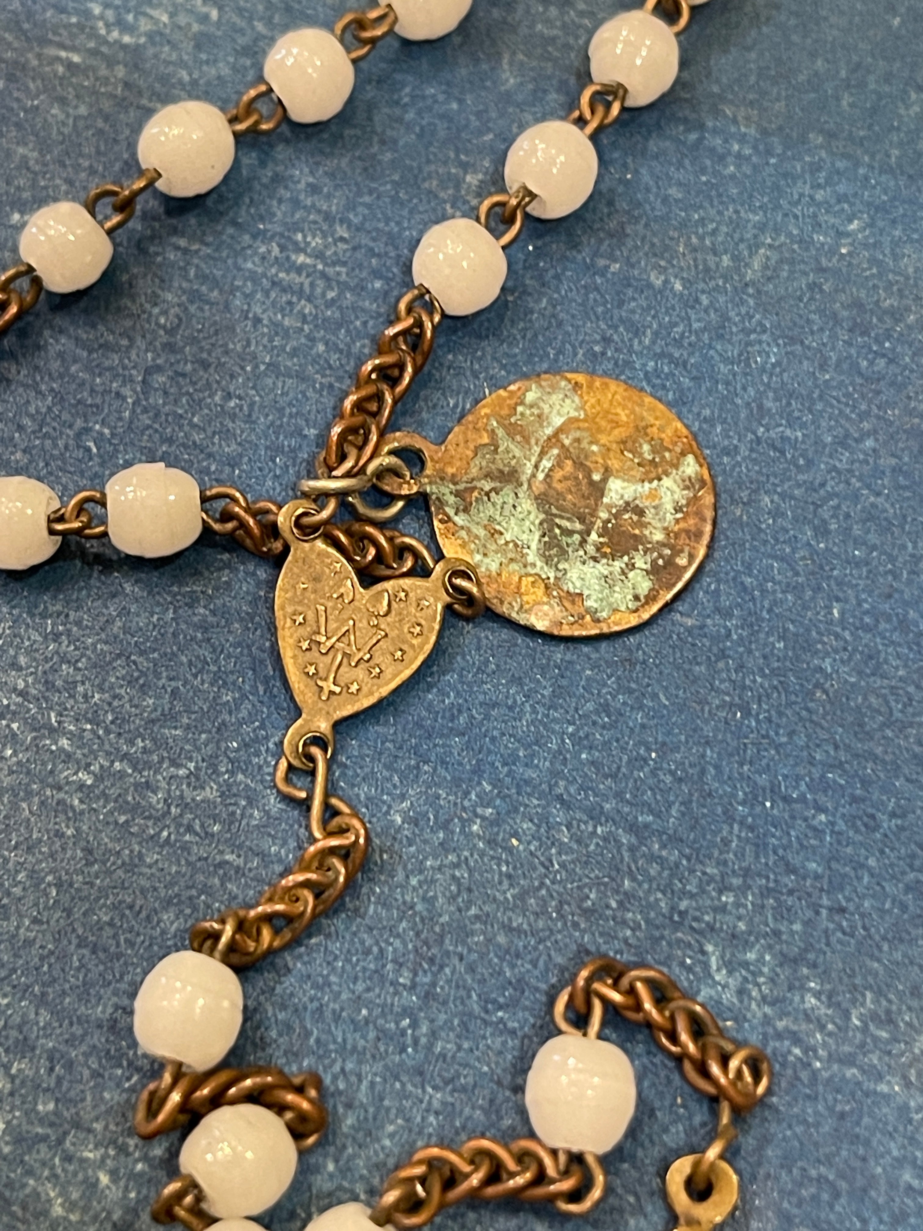 Antique French Rosary and Small Medal - ROS12