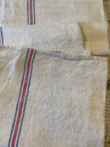 Antique Linen/Hemp Striped Blue & Red Striped Torchon