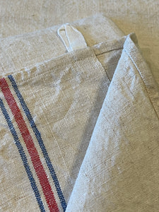 Antique Linen/Hemp Striped Blue & Red Striped Torchon