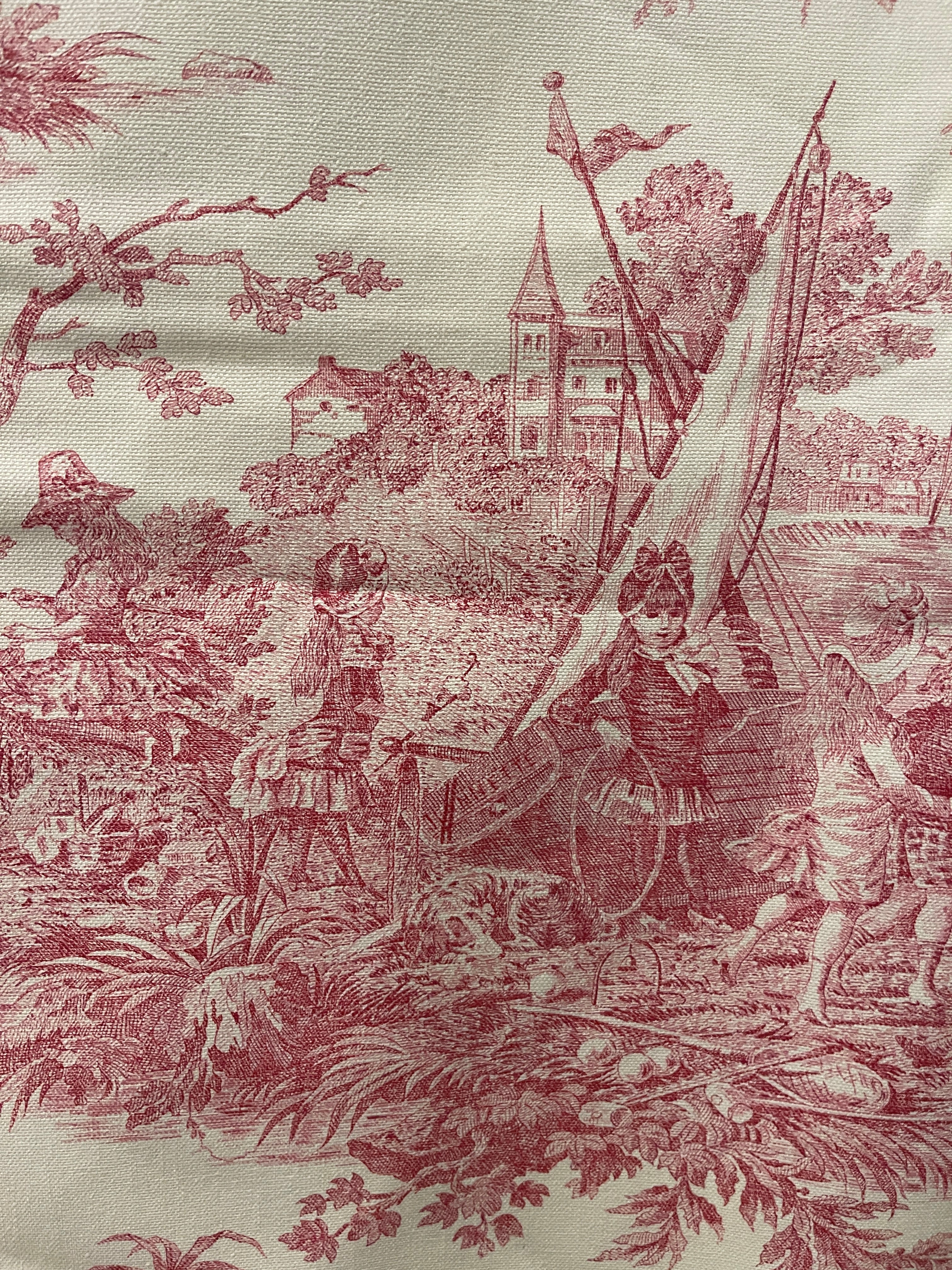 Beautiful Vintage French Red and White Toile