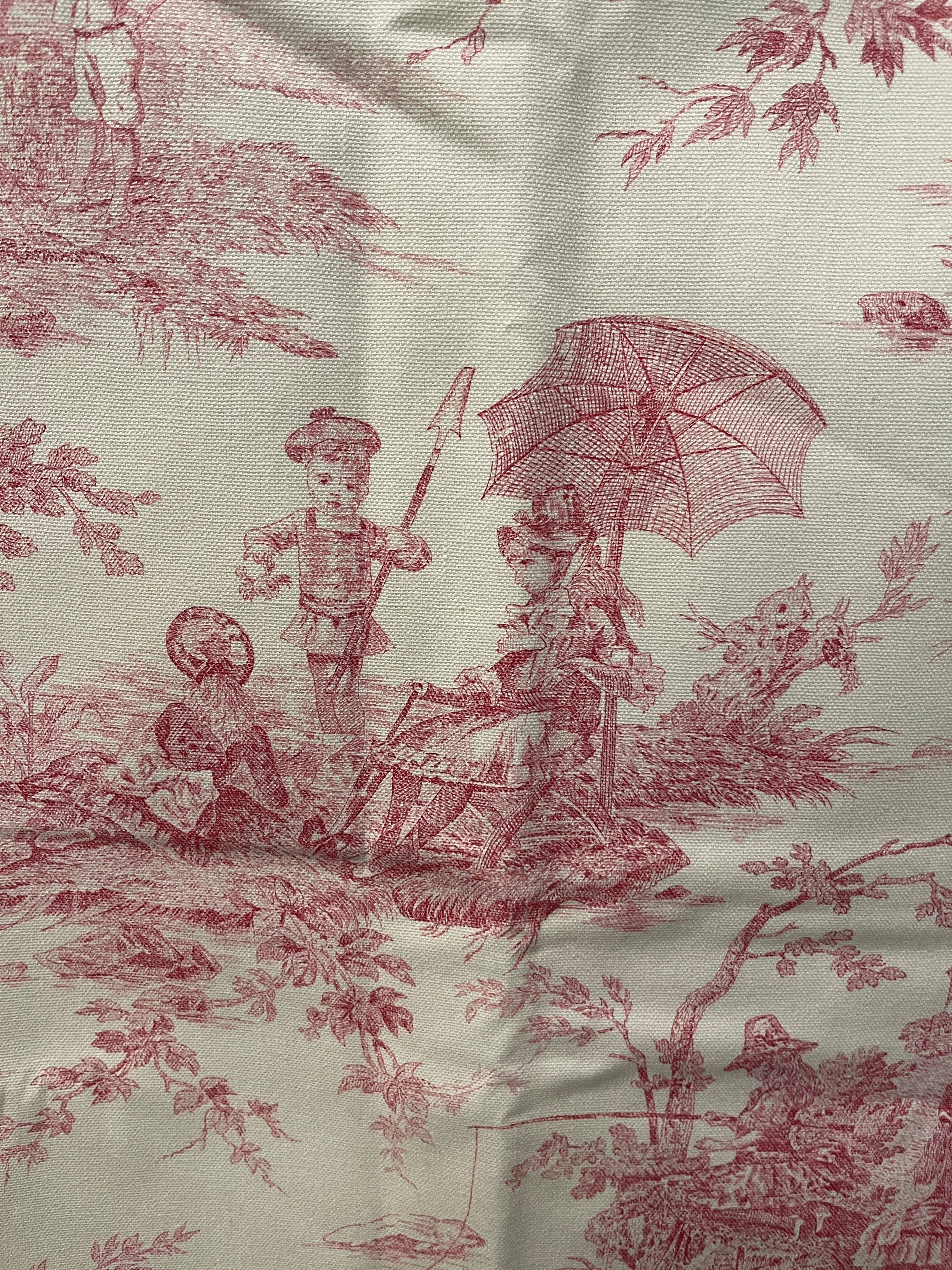 Beautiful Vintage French Red and White Toile