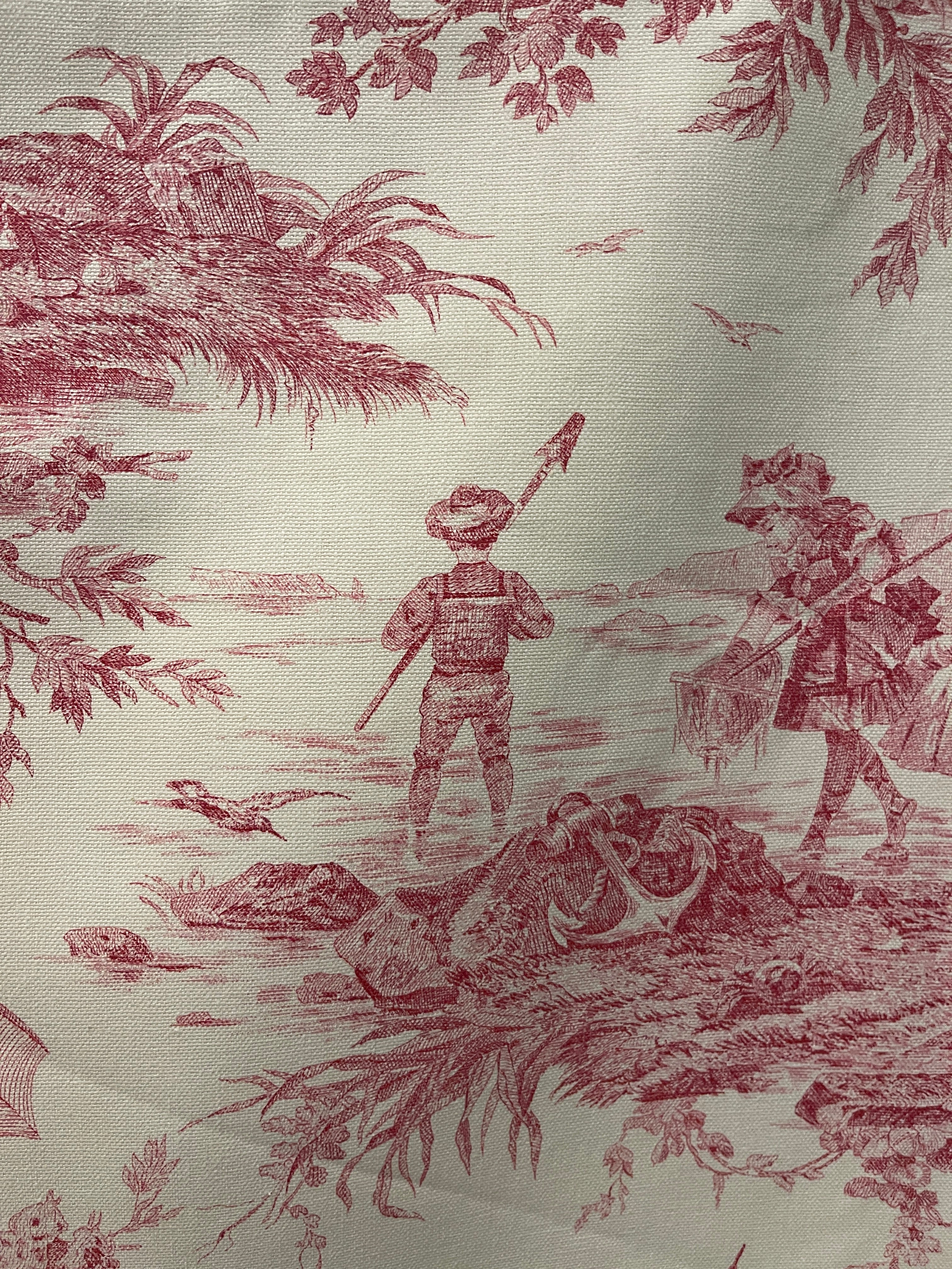 Beautiful Vintage French Red and White Toile