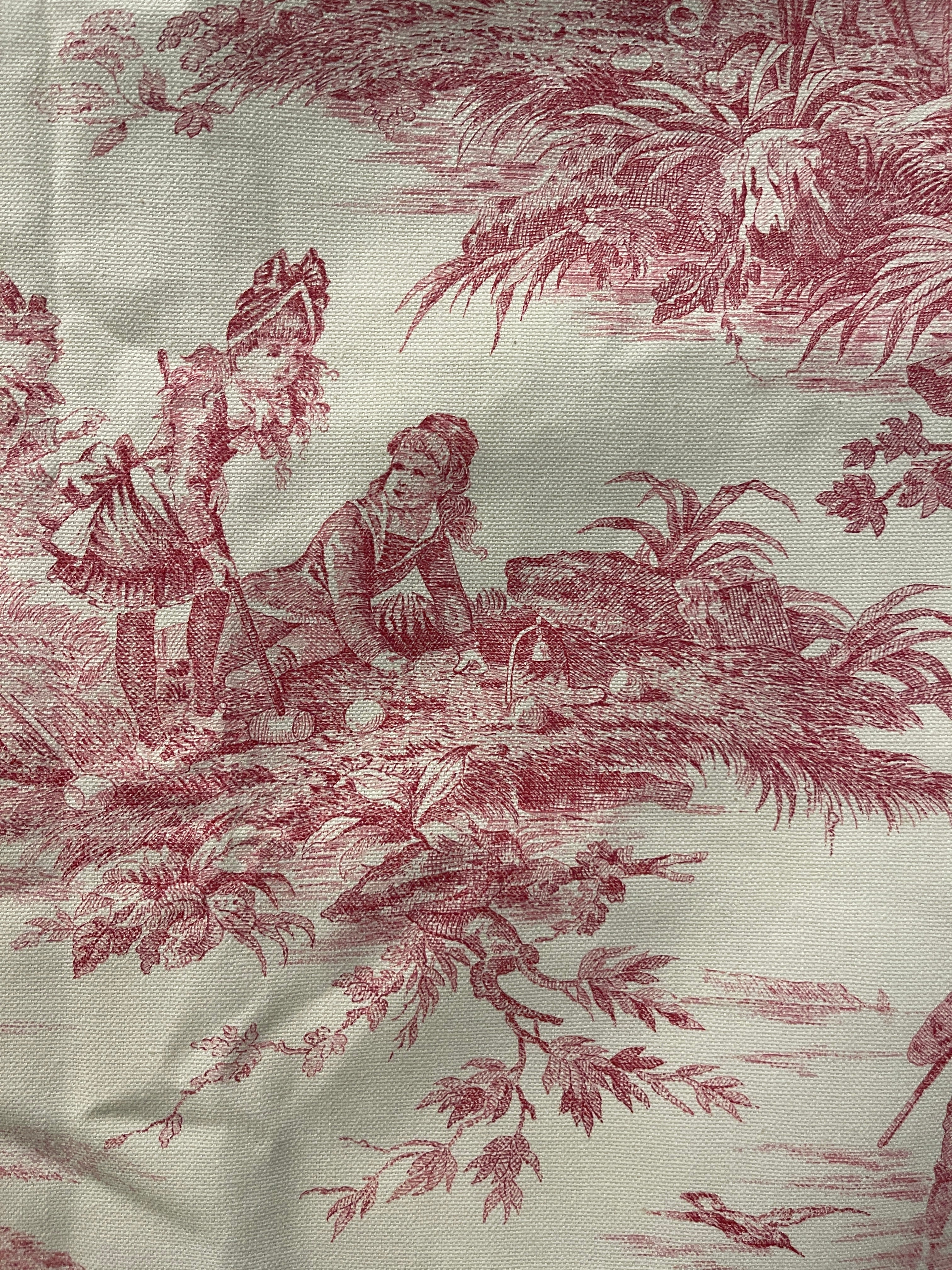 Beautiful Vintage French Red and White Toile