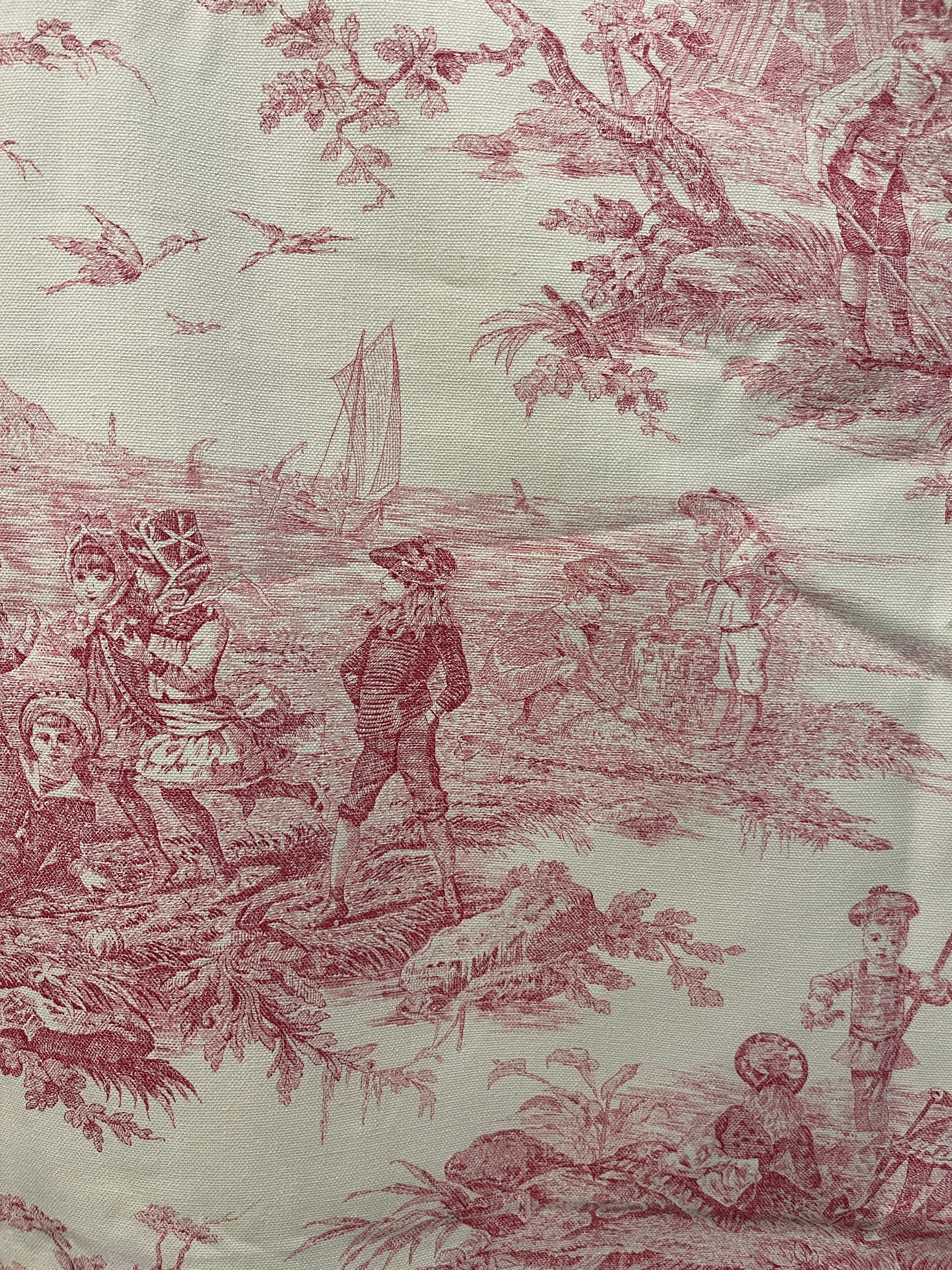 Beautiful Vintage French Red and White Toile