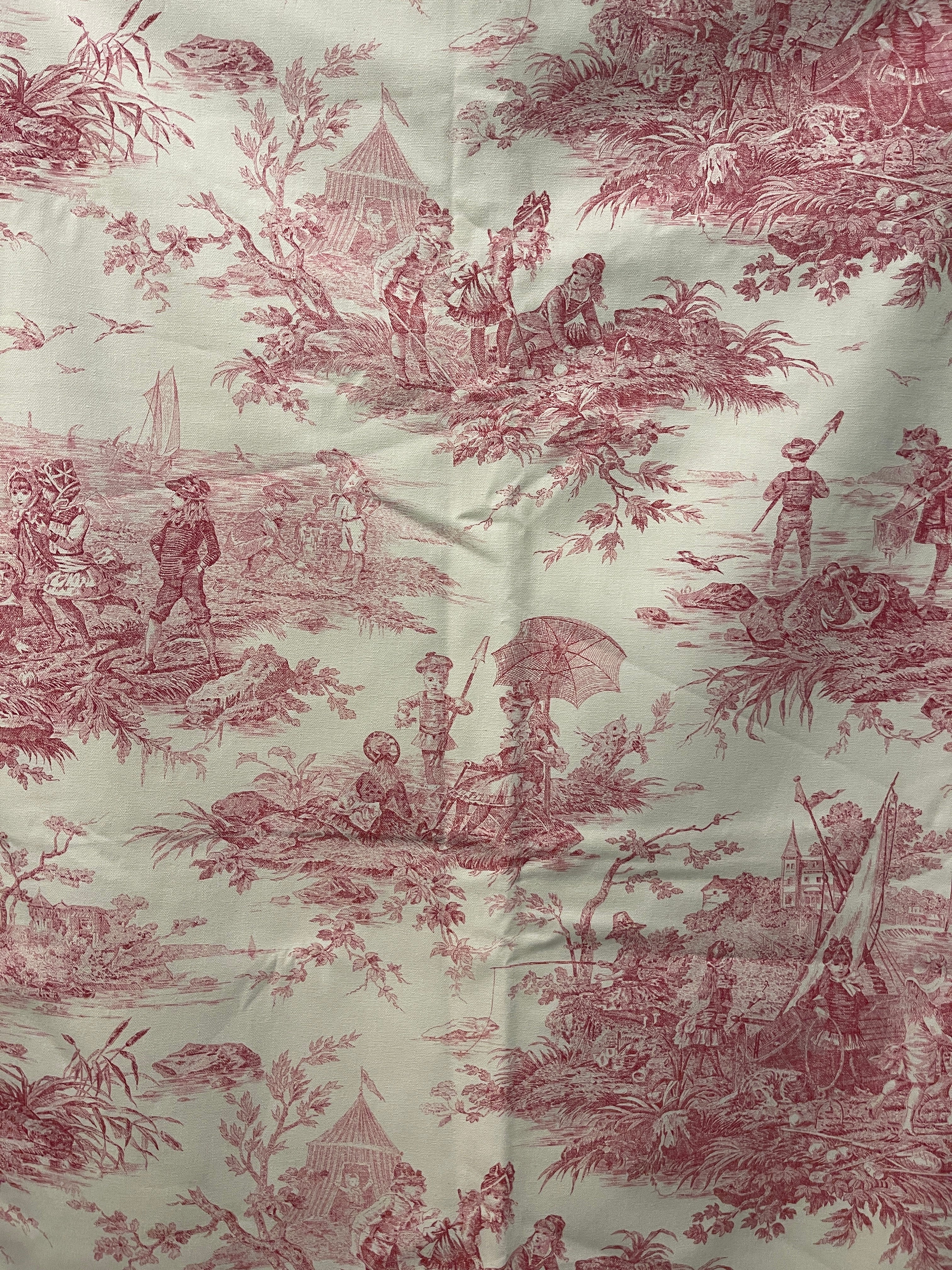 Beautiful Vintage French Red and White Toile