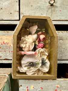 Antique French Silk Flowers in Reliquary Box