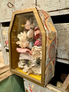 Antique French Silk Flowers in Reliquary Box