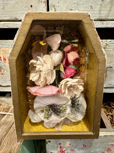 Antique French Silk Flowers in Reliquary Box