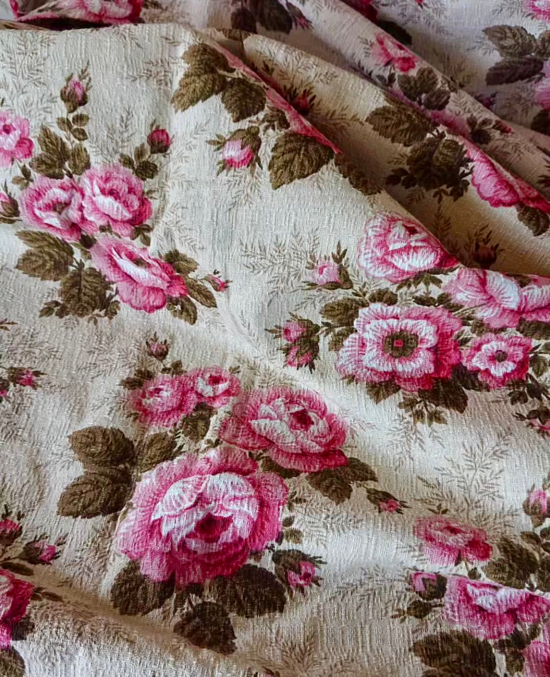 Beautifal 1800's French Textured Cotton with Roses