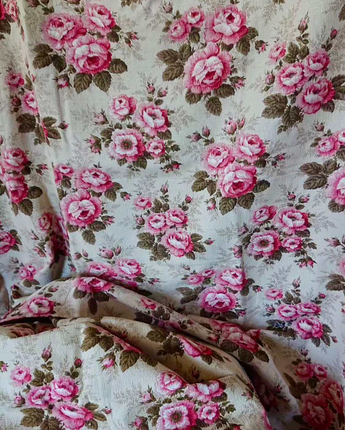 Beautifal 1800's French Textured Cotton with Roses