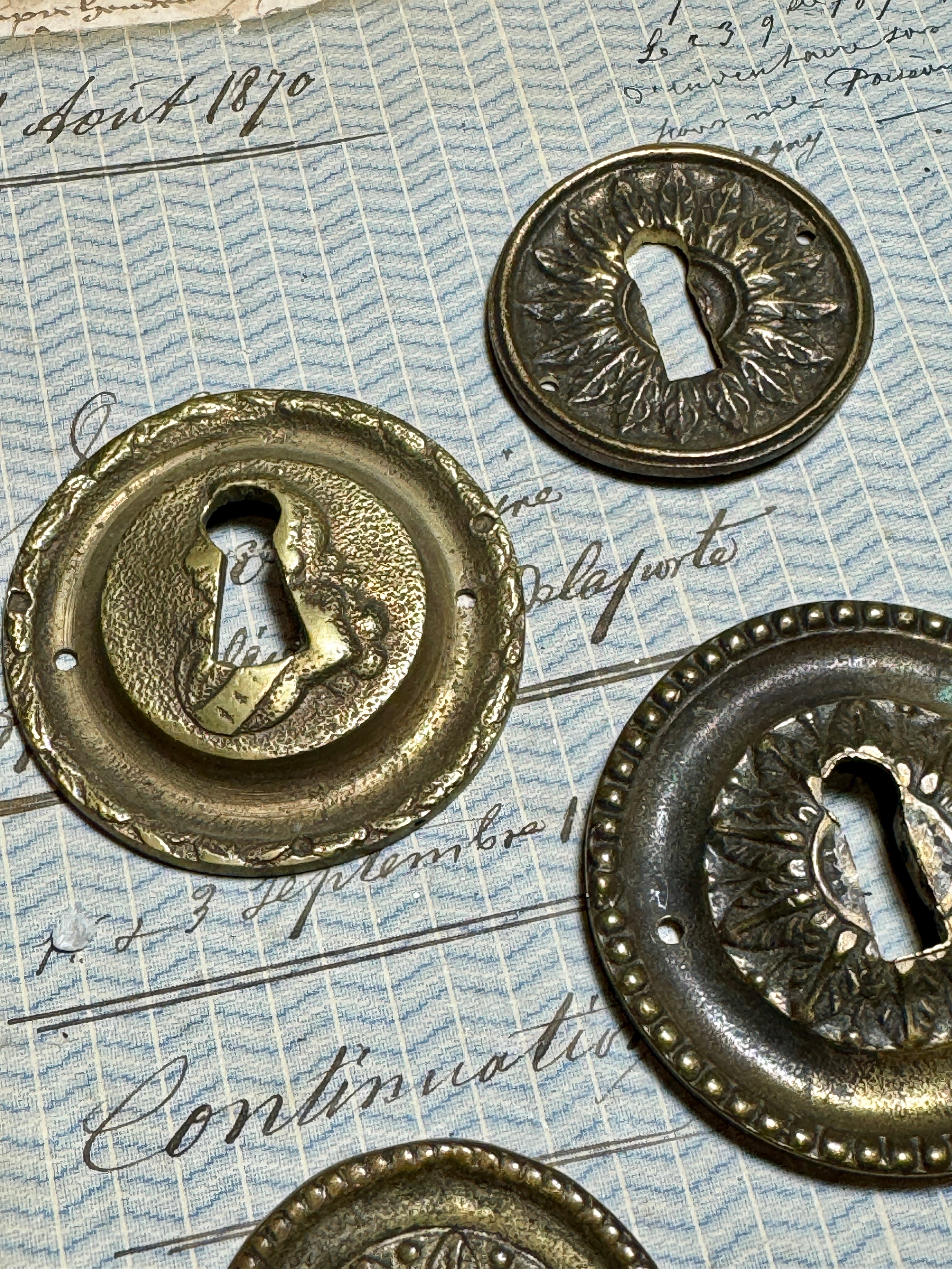 19th Century French Escutcheon Keyhole Covers - R1