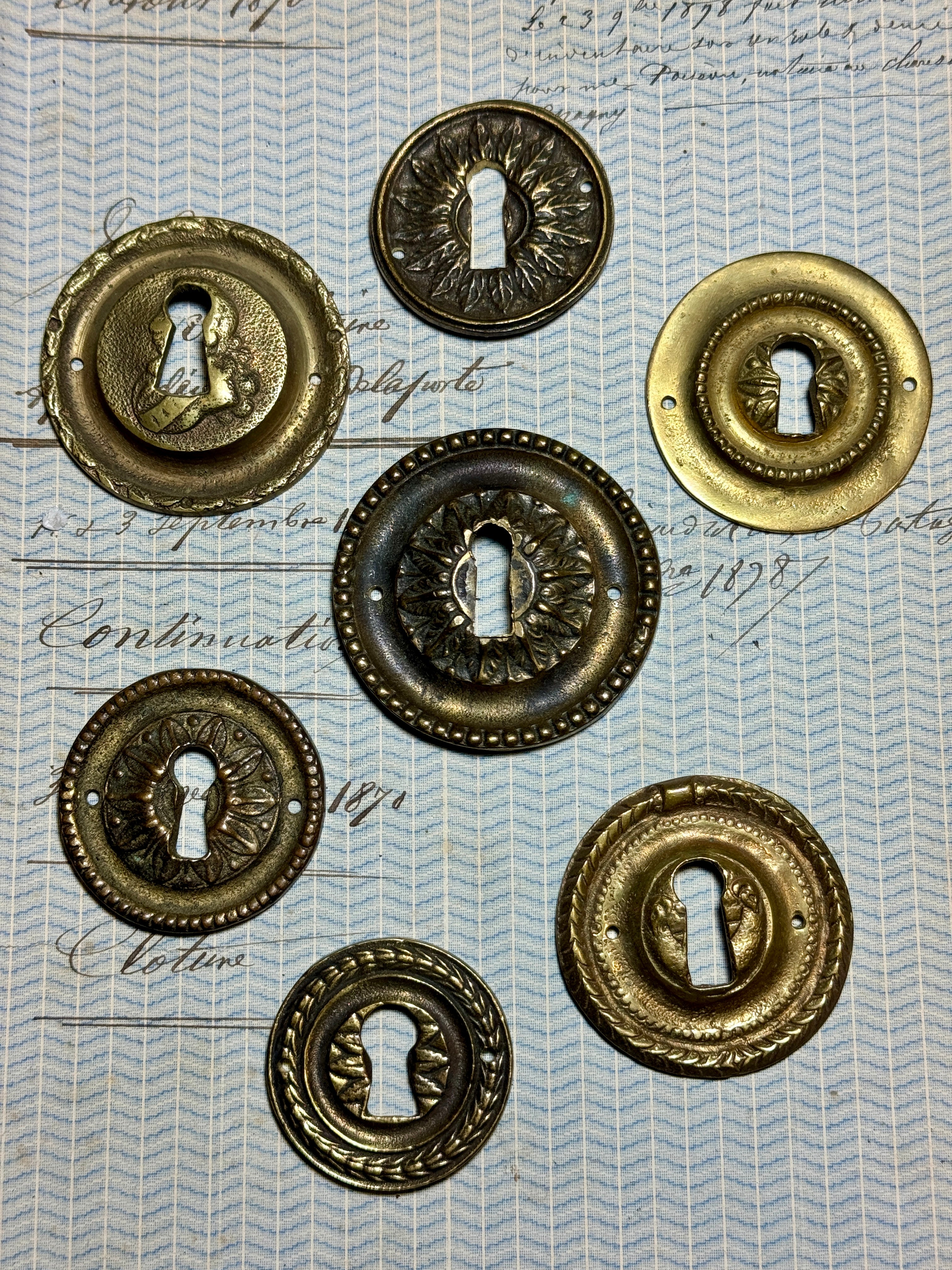 19th Century French Escutcheon Keyhole Covers - R1