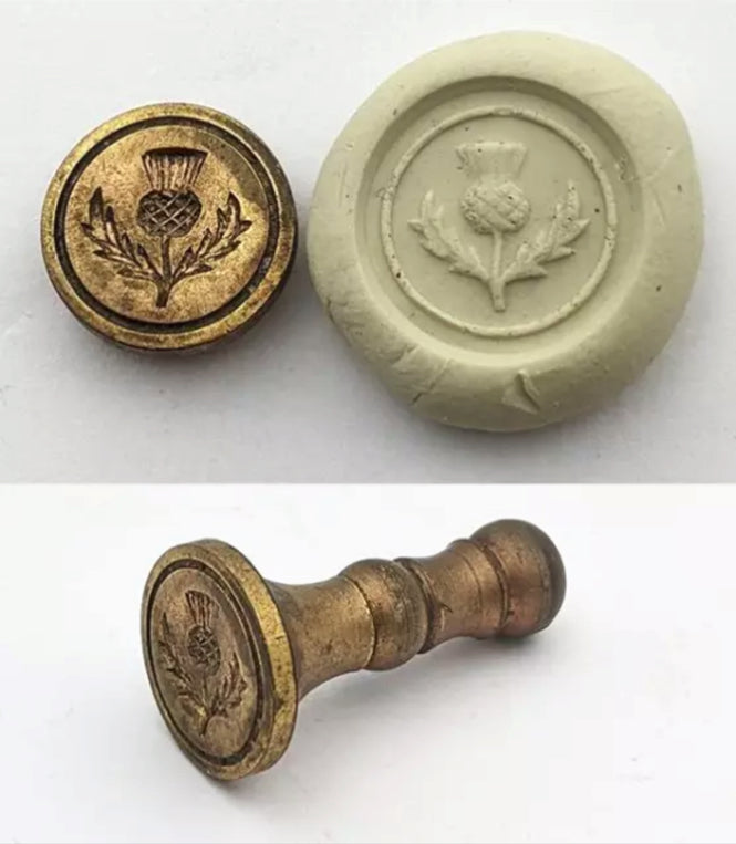 Antique Scottish Brass Thistle Intaglio Letter Seal