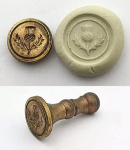 Antique Scottish Brass Thistle Intaglio Letter Seal