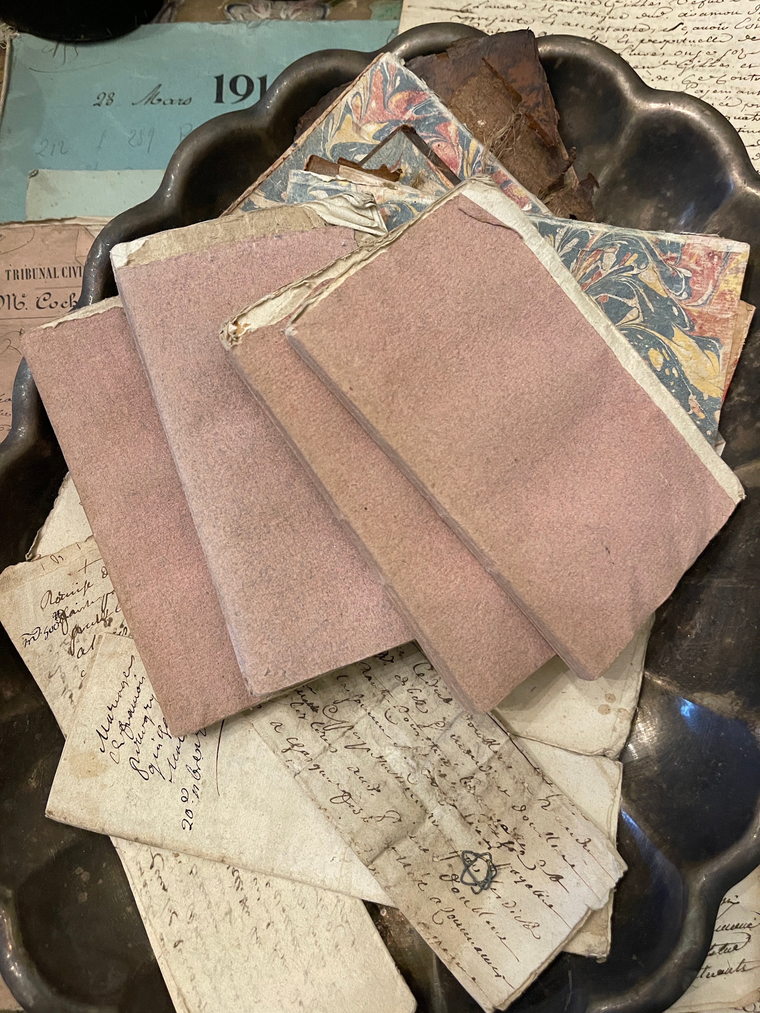 Darling Antique 1700's Pale Pink French Books