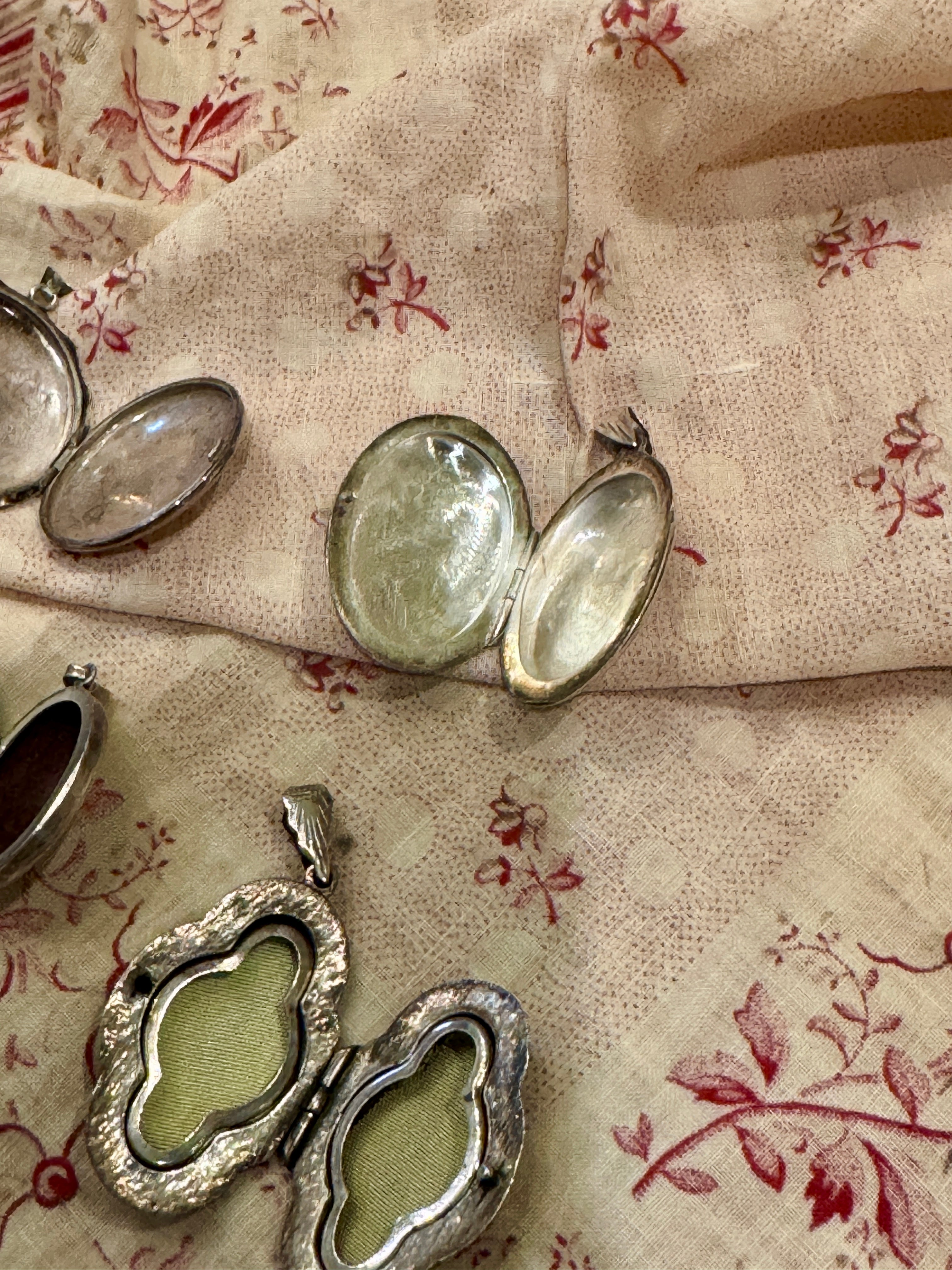 Vintage Sterling Silver Foliate Etched Lockets