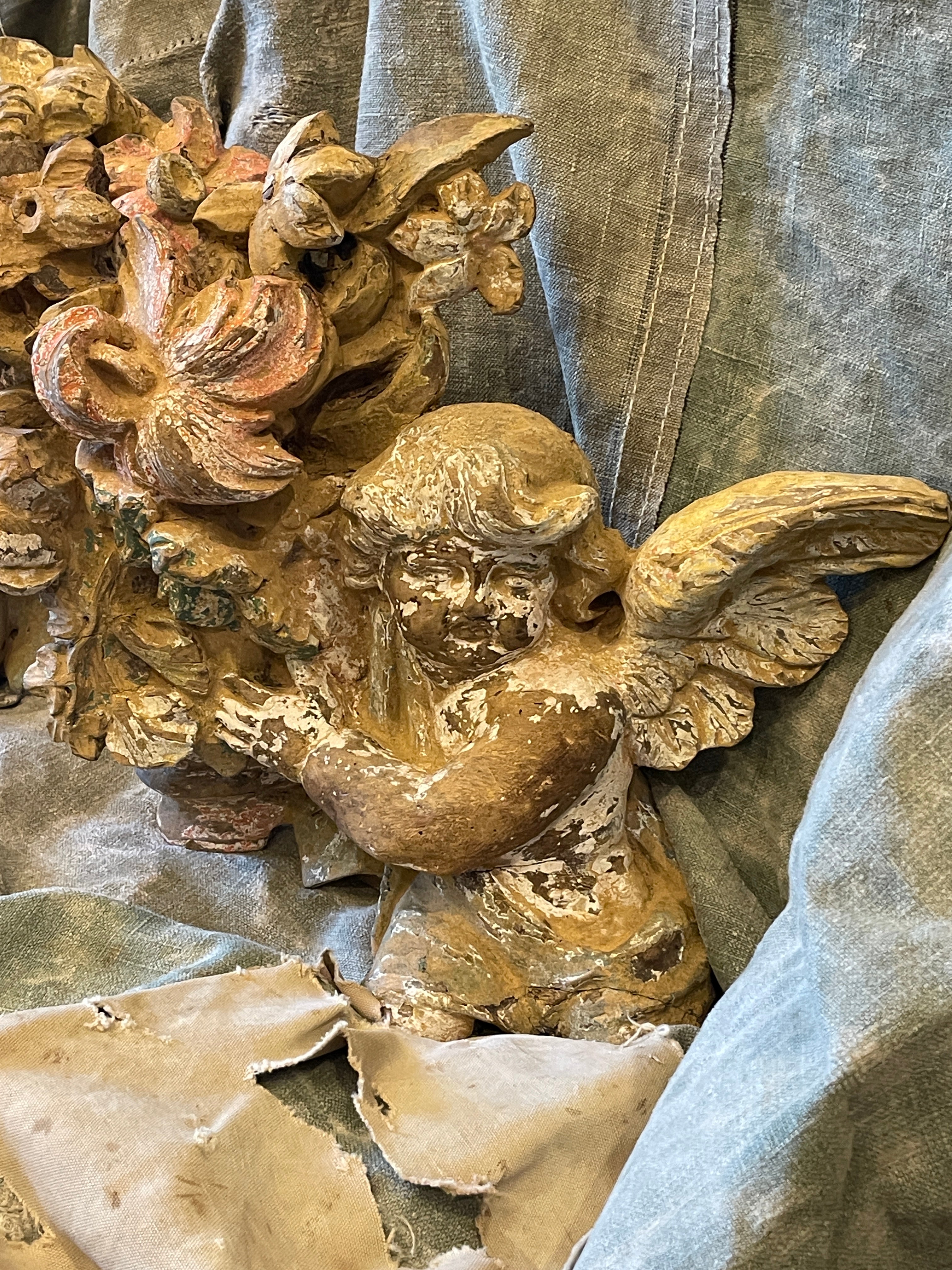 RESERVED for Eden - Rare 1700's Walnut Church Angels