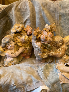 RESERVED for Eden - Rare 1700's Walnut Church Angels