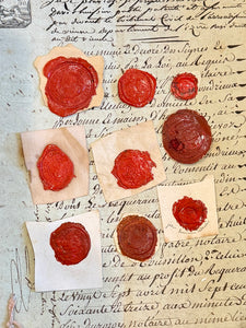 Large French 1700s - 1800s Wax Seal Collection - Red A4