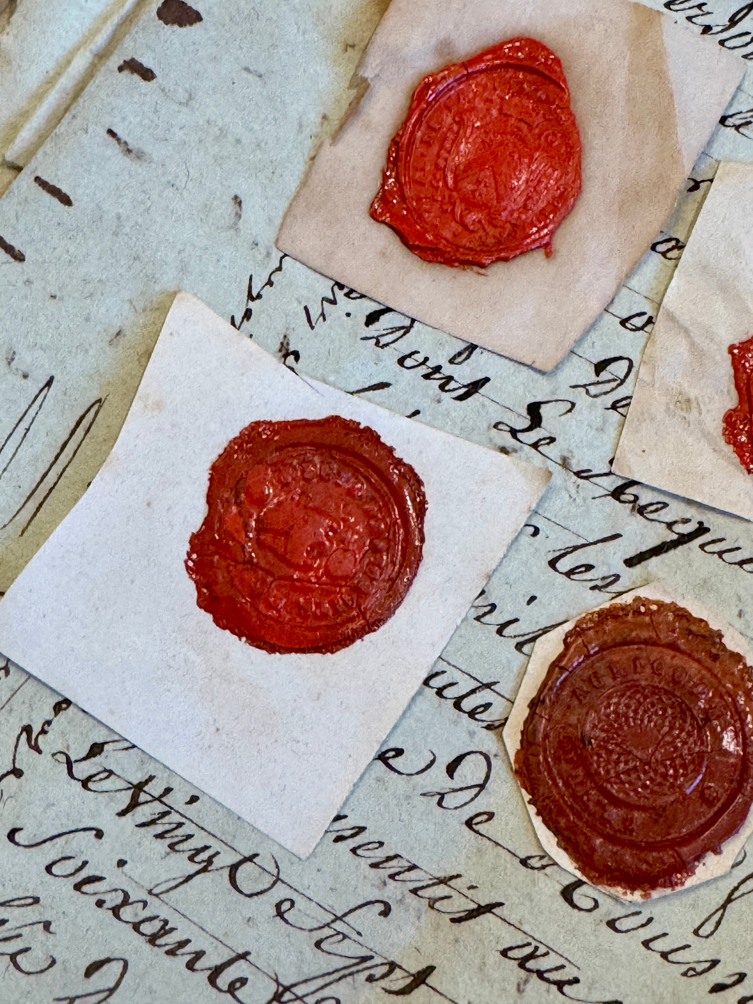 Large French 1700s - 1800s Wax Seal Collection - Red A4