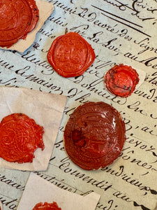 Large French 1700s - 1800s Wax Seal Collection - Red A4