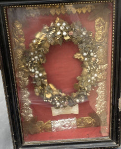 Antique French 1800's Framed Bridal Crown - Napoleon III