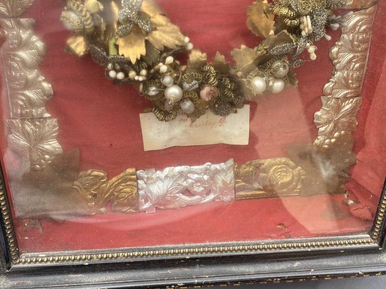 Antique French 1800's Framed Bridal Crown - Napoleon III