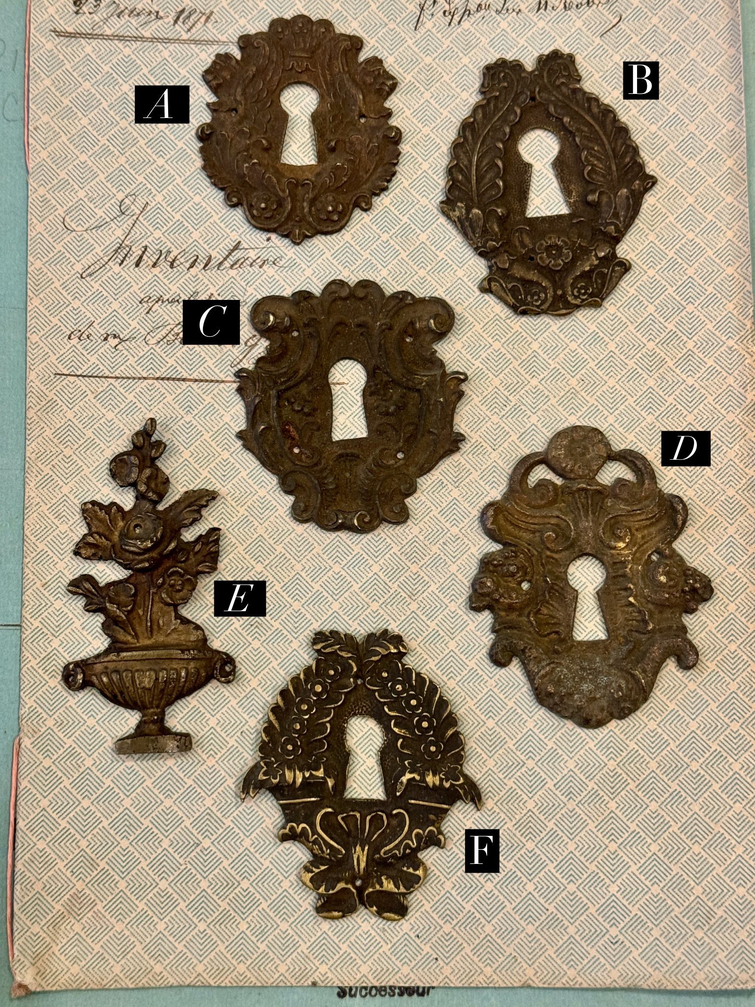 19th Century French Escutcheon Keyhole Covers - A1