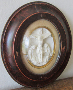 1800's French Religious Icon of Jesus on the Cross