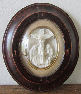 1800's French Religious Icon of Jesus on the Cross