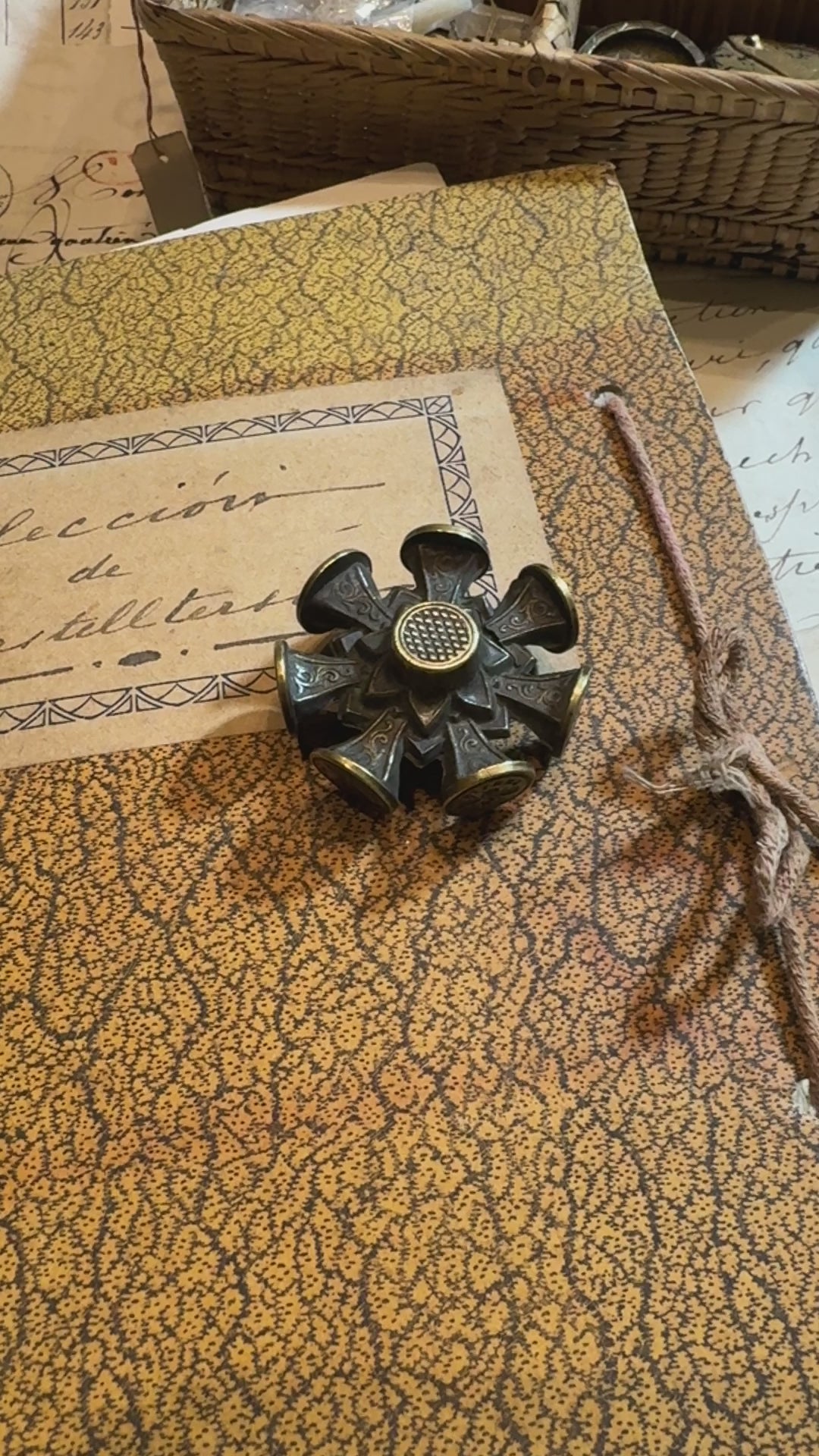 Rare Victorian 9 Wheel Brass Spinner Intaglio