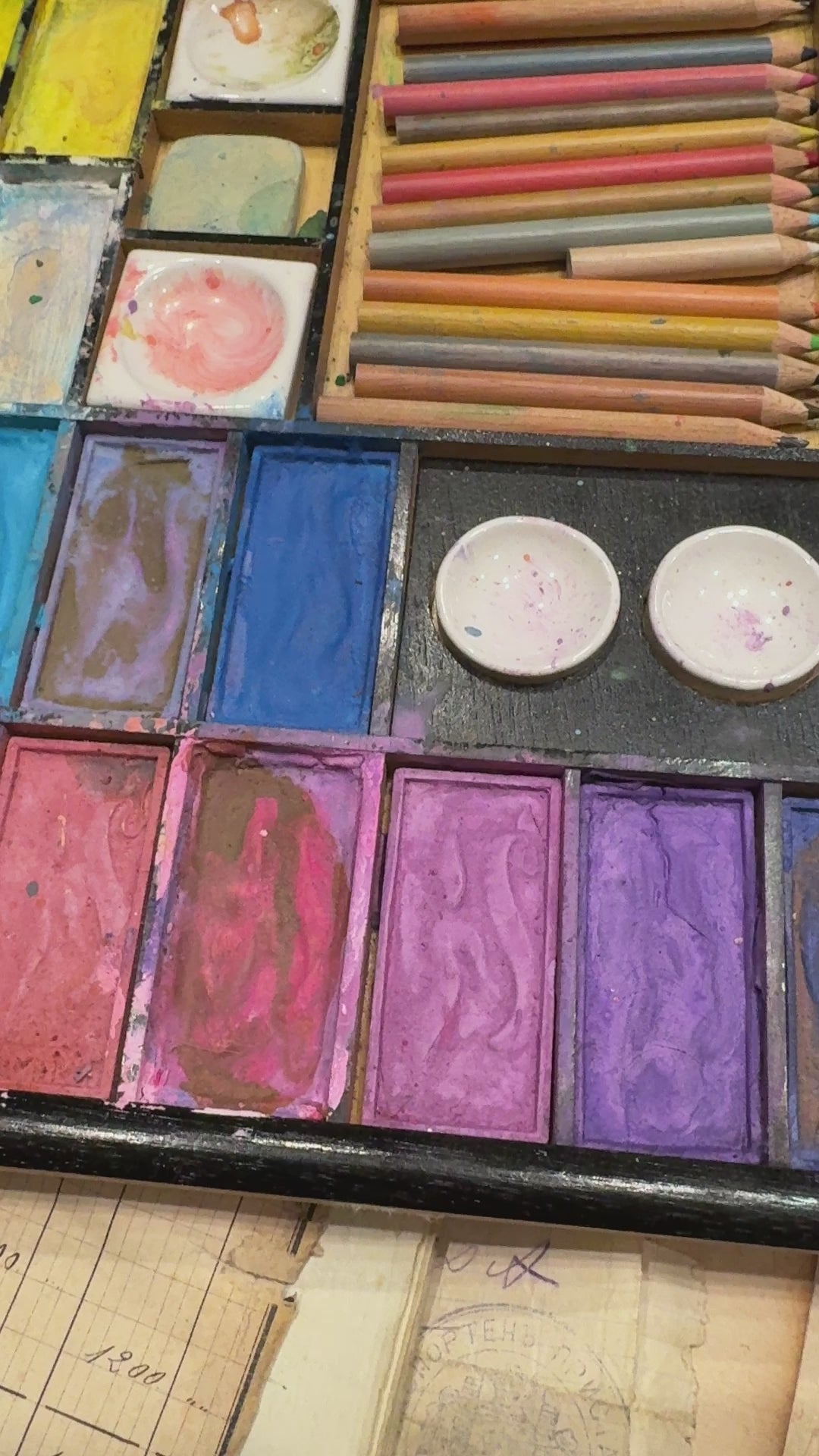 Vintage French Watercolor Paint Box